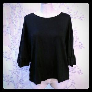 Zara Trafaluc black blouse cotton shirt 3/4 sleeve